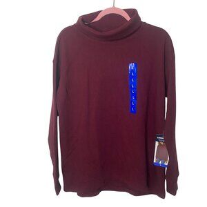 Lands End Turtle Neck Long Sleeve Top Womens L Cotton Blend Layering Relaxed Cas